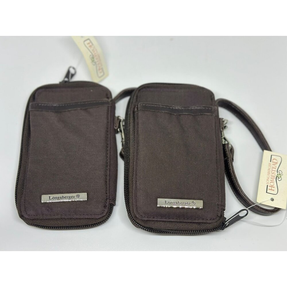 NWT Longaberger Homestead Brown Zip Pouches Set of 2 - Organizer Wristlet Wallet